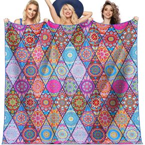 Genovega Giant Microfiber Beach Blanket Towel Sandproof Fast Dry Thin Extra Large XL Compact Shelter Must Haves Alaska Canopy Ship Cruise Essentials Florida Travel Accessories Item Gift Big Red Boho