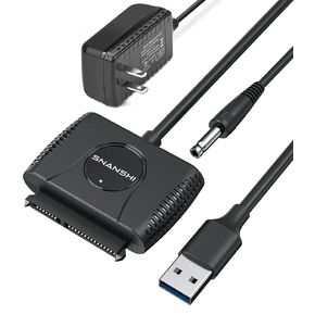 SNANSHI SATA to USB 3.0 Adapter USB to SATA Adapter with Power for 3.5/2.5 Inch HDD/SSD with 12V/2A Power Adapter