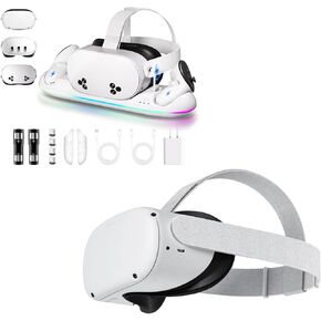 شحن قفص الاتهام لـ Meta Quest 3 ＆ Quest 3S-fast Charge Station & Breaptive Head Strap لـ Oculus 2 Elite Strap