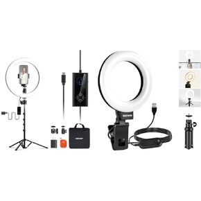 NEEWER RH12B 12" 24W High Power LED Ring Light for Phone with 71" Stand, BR60 5" Ring Light with Clip & Mini Tripod, 10W 3000k-6000K Dimmable Clip on Light for Phone Laptop Computer Monitor