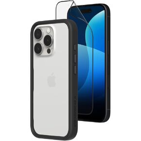 RhinoShield Bumper Case Compatible with iPhone 16 Pro Max | CrashGuard with Impact Screen Protector - Shock Absorbent Slim Design Protective Cover 3.5M / 11ft Drop Protection - Black