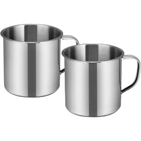 Ciieeo 2pcs Stainless Steel Coffee Mugs Metal Camping Cup Water Tea Cup with Handle Travel Tumbler Cup for Hiking Picnic Backpacking Kindergarten Home