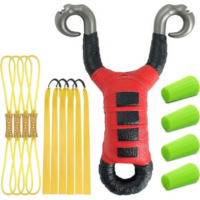 Stainless Steel Slingshot with 8 Slingshot Replacement Bands and 4 Plugs,Pocket Slingshot for Hunting