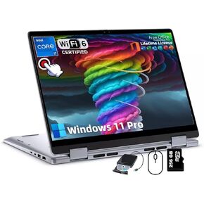 Dell Inspiron 2-in-1 Business Laptop - w/Office 2024 Lifetime • 14" FHD+ Touchscreen • Intel 7 150U CPU (Up to 5.4 GHz) • Backlit KB • Fingerprint • Webcam • Win 11 Pro (64GB DDR5 RAM | 1TB SSD)