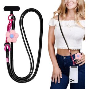 حبل الهاتف مع زهرة مضادة للسرقة Crossbody حزام عالمي الهاتف الخلوي حبل الرقبة رقبة أنشطة في الهواء الطلق
