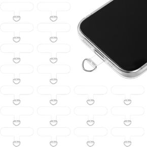 20PCS Phone Tether Tabs, TPU Cell Phone Lanyard Tab Phone Tab for Lanyard without Adhesives, Universal Phone Case Lanyard Patch Pad Phone Tether Tab for Phone Lanyard (Clear)