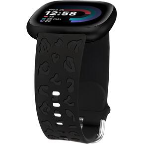 نطاقات محفورة Leopard لـ Fitbit Versa 4/3 & Sense 2 ، معصم Sport Sport الناعم اللطيف للنساء ، نطاقات الساعات البديلة للماء ، Fitbit Versa 4 for Women ، تصميم طباعة الفهد