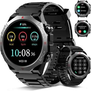 Military Watch for Men (Answer/Make Calls), 1.39" HD Display Fitness Watches, Heart Rate/Sleep Monitor, 110+ Sports Modes Smart Watch for Men, Watches for Android/iPhone, Black