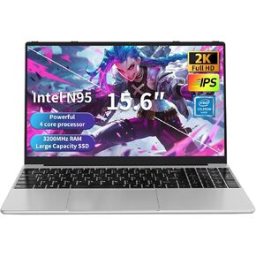 Gaming Laptop,Computer Laptop,Laptop Computer,Laptop Gaming,16GB DDR4 512GB SSD,3.4GHz Intel N95 Processor,Fingerprint Unlock,15.6-inch Full HD 2K,180 Angle Opening,Backlit Keyboard,Gray