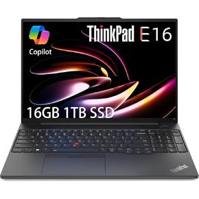 Lenovo ThinkPad E16 Business Laptop (16" FHD+ Display, Intel 13th Gen i5-1335U, 16GB RAM, 512GB SSD), Backlit Keyboard, Fingerprint Reader, FHD Webcam, Ethernet, Wi-Fi 6, Win 11 Pro, Black