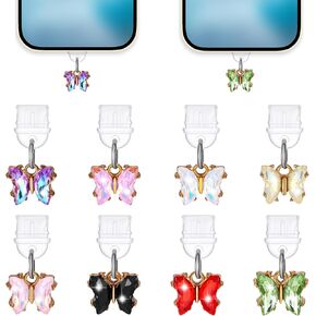 8 PCS Butterfly Dust Plug Scarm Type C ، USBC Phone Dust Plug Charm متوافق مع معظم منافذ شحن الهاتف/الأذن من Type C.