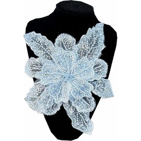 Rhinestone Bead Flower Applique Sewing Embroidery Trim Lace Patches for DIY Clothing Handmade Bridal Wedding Dresses Headwear Décor (Style 2 Black)