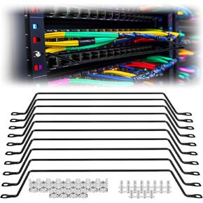 Zonon 10 Pack Cable Cable Lacing Bars Fenizontal Lacing Bar Organizer ، 2 بوصة إزاحة عند 75 درجة ، 19 بوصة منظم الحبل