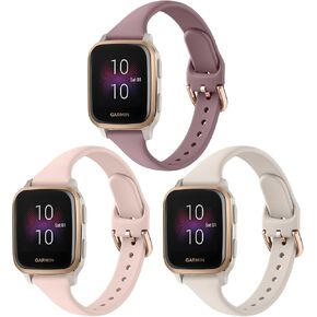 3-Pack Slim Bands Compatible with Garmin Venu/Venu Sq 2, 20mm Soft Slim Silicone Sport Replacement Wristband Straps for Women Men (Pink Sand+Cactus+Starlight) in Saudi Arabia