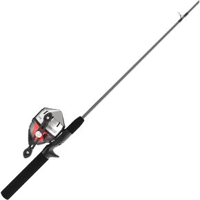 Zebco 404 Hoss Spincast Reel and Fishing Rod Combo, 5-Foot 6-Inch 2-Piece Rod, Medium Power, Moderate-Fast Action, Size 40 Reel, Gray/Red