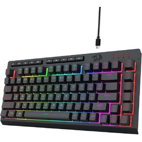 Redragon K524 RGB Gaming Keyboard Wired, Extra On-Board Macro Keys, Dedicated Multimedia Keys, Anti-ghosting, RGB Backlit, Software Support, 75% Portable Quiet Membrane Keyboard, Black