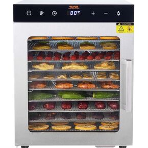 VEVOR Food Dehydrator Machine, 10 Stainless Steel Trays, 1000W Electric Food Dryer with Adjustable Temperature & 24-Hour Timer, Freeze Dryer for Jerky, Meat, Fruit, Vegetables, Herbs, Dog Treats