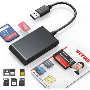 7 in 1 CAC Reader Military Smart Card Reader, DOD Military USB Common Access CAC Reader & SIM/SD/TF/M2/ID/IC/PIV/Camera Card Reader, Memory Stick Card Adapter Compatible with Windows, Linux, MacOS X