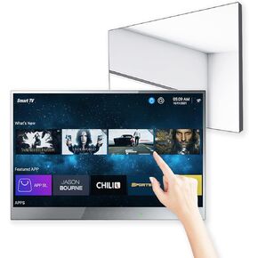 Soulaca 27 inches Full Touchscreen Vanishing Mirror LED TV Turns Mirror Waterproof Bathtub Shower Television ATSC DTV for Kitchen Bathroom SPA Hotel