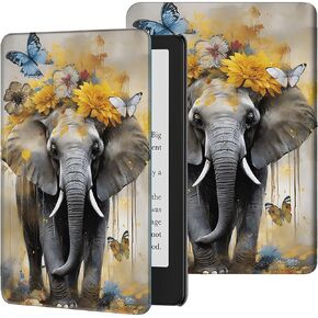 حالة ضئيلة لـ Kindle Scribe (10.2 بوصة ، 2022 إصدار) PU LINGHTELLE LINGHTELIGHT MULTION TOWEST SMARD COVER SMARD مع قارئ الأوتار/نوم كاتب إلكتروني ، الفراشة الفيل