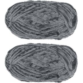 Harfington 2skeins مخملية خيوط تشنيل خيوط 2x100g/7.1oz 174 ياردة إجمالي طول #6 غزل بطانية ناعمة سوبر ضخمة للحياكة ، وشاح النسيج الساخن. in Kuwait