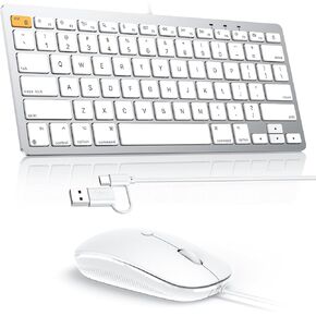 OMOTON Wired Keyboard and Mouse Compatible with Mac, with Dual Interface (Type-C and USB) Keyboard Compatible with MacBook Pro/Air, iMac, Mac mini/Pro Laptop
