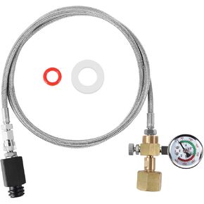 Soda Maker Adapter Soda Maker Connector with Larger Pressure Gauge, CO2 Tank CO2 Cylinder Adapter with Stainless Steel Hose, CGA320 to TR21-4 Carbonated Water Maker for Fizzi One Touch Jet Ninja