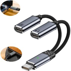 USB-C Splitter with Dual Headphone & Charging Ports, 100W PD Fast Charging Adapter, Compatible with iPhone 16/15 Series, iPad, MacBook, Galaxy S24/S23 & More