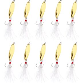 PATIKIL Fishing Spoons, Fishing Lures Casting Spoon Treble Hooks Jigs Hard Metal Spinner Baits