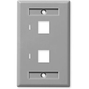 NavePoint Keystone Jack Wall Plate 2-Port, Low Profile, Single Gang, Gray, 10-Pack