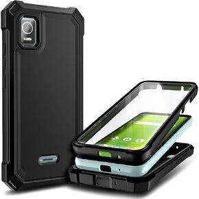 NZND Case for Cricket Debut Smart 2022 (Smart Version Only) with [Built-in Screen Protector], Full-Body Protective Shockproof Rugged Bumper Cover, Impact Resist Case (Black)