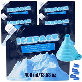 HI FINE CARE Reusable Ice Packs for Coolers, Cold Freezer Packs, Leak-Proof Freezer Ice Bags with Easy-Fill Valve, Durable Cold Packs for Lunch Box, Camping, Travel & First Aid