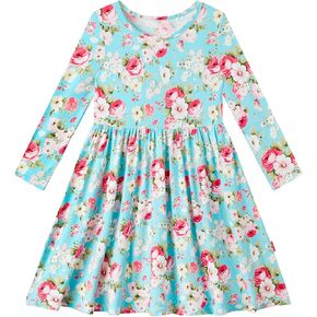 Bamboo Viscose Toddler Girl Dresses Long Sleeve Little Girl Twirl Dresses in Kuwait
