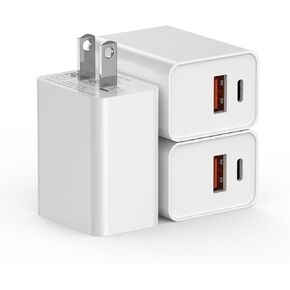 كتلة الشاحن USB C ، [2 Pack] كتلة شاحن USBC سريعة ، Type C Power Wall Adapter Box Cube Brick متوافق مع Apple iPhone 16/16 Pro Max/15/14 لسلسلة Apple Watch 9 8 7 ، أبيض