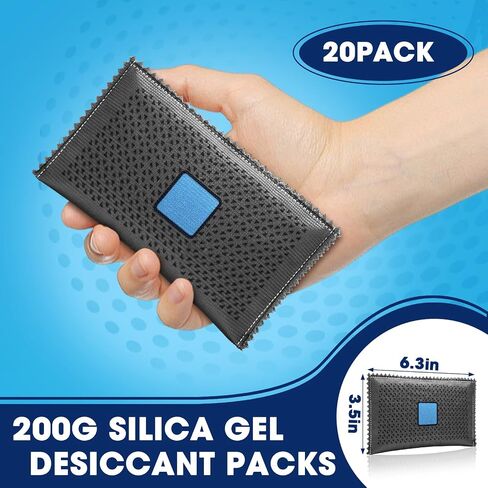 Timgle 20 Pcs 200g Rechargeable Desiccant Packs for Storage Silica Gel Packets Dry Moisture Absorbers Bags Reusable Desiccant Car Dehumidifiers Bag for Closet Home Car Moisture Absorbing in Saudi Arabia