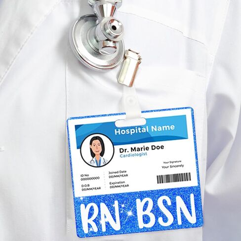 Pink RN BSN Badge Card Glitter Nurse Badge Buddy Nurse Badge Holder ID Name Identification Badge Accessories for Women Coworkers Resident Nurses Aesthetic in Kuwait