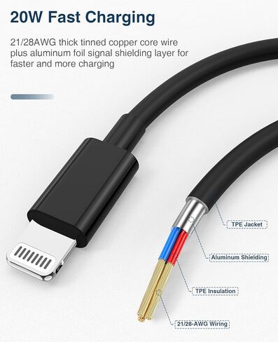 iPhone Charger Cable 10 ft 2Pack, [Apple MFi Certified] Extra Long Lightning Cable Fast Charging 10 Foot, USB iPhone Charger Cord 10 feet for iPhone 14/13/12/11 Pro Max SE XR XS X 8 7 6, iPad-Black in Kuwait