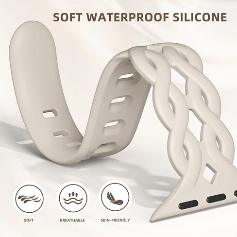 6 Pack Slim Silicone Bands Compatible with Apple Watch Band 40mm 38mm 41mm 42mm 44mm 45mm 46mm 49mm, Breathable Braided Lace Sport Strap Wristbands for iWatch SE Series 10 9 8 7 6 5 4 3 2 Ultra Women in Kuwait