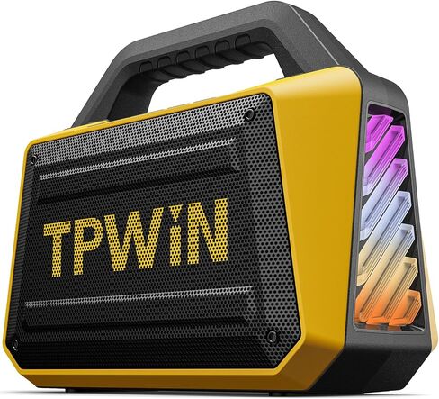 Portable Bluetooth Speakers - Wireless Jobsite Speaker 80W Peak, TWS, Light Shows, Loud Speaker with Deep Bass, BT 5.3, IPX6 Waterproof, 20H Playtime for Outdoor Beach Camping Travel - Yellow in Kuwait