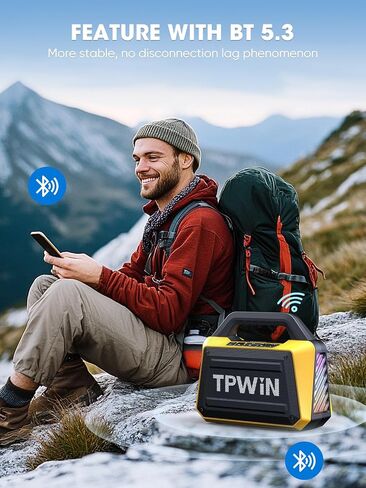 Portable Bluetooth Speakers - Wireless Jobsite Speaker 80W Peak, TWS, Light Shows, Loud Speaker with Deep Bass, BT 5.3, IPX6 Waterproof, 20H Playtime for Outdoor Beach Camping Travel - Yellow in Kuwait