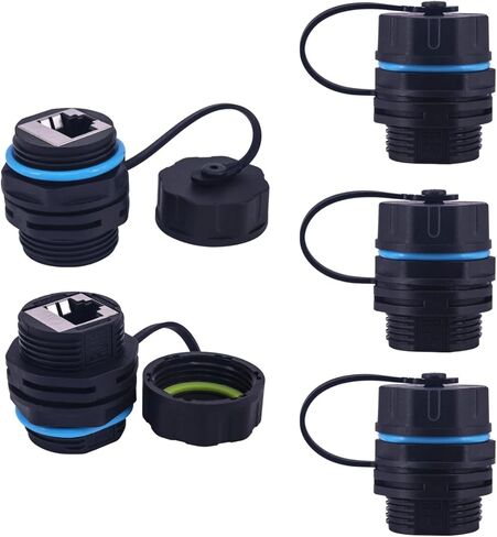 Waterproof CAT6 RJ45 Panel Mount Coupler,Lonlonty IP68 Shielded Industrial Panel Mount Bulkhead Ethernet LAN Pass Through Connector,Female to Female Feed Thru Coupler RJ45 Waterproof Connector 2PACK in Saudi Arabia