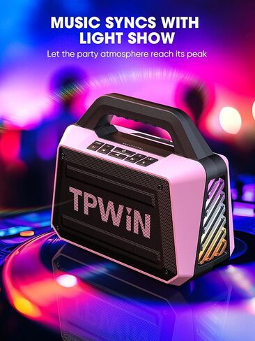 Bluetooth Speaker - 80W Loud Rugged Outdoor Speakers, IPX6 Waterproof, 20H Playtime, Deep Bass, Lightshow, TWS, BT 5.3 Wireless, Portable for Travel Hiking Camping Beach Pool - Black in Kuwait