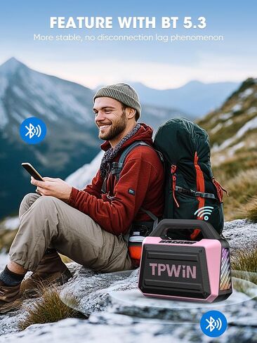 Bluetooth Speaker - 80W Loud Rugged Outdoor Speakers, IPX6 Waterproof, 20H Playtime, Deep Bass, Lightshow, TWS, BT 5.3 Wireless, Portable for Travel Hiking Camping Beach Pool - Black in Kuwait