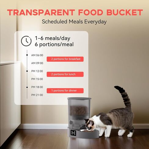 Automatic Cat Feeders - Cat Feeder WiFi 5G with APP Control, 4L Rechargable Cat Food Feeder with Dry Food Dispenser, 1-10 Meals Per Day, 12 Portions Per Meal, Easy to Clean in Saudi Arabia