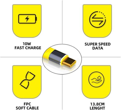 cablecc Yellow 10Gbps USB 3.1 Type C Male to USB3.0 Type A Male Flat Slim FPC Data Cable for Laptop & Phone in Saudi Arabia