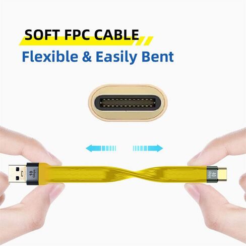 cablecc Yellow 10Gbps USB 3.1 Type C Male to USB3.0 Type A Male Flat Slim FPC Data Cable for Laptop & Phone in Saudi Arabia