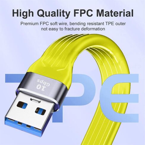 cablecc Yellow 10Gbps USB 3.1 Type C Male to USB3.0 Type A Male Flat Slim FPC Data Cable for Laptop & Phone in Saudi Arabia