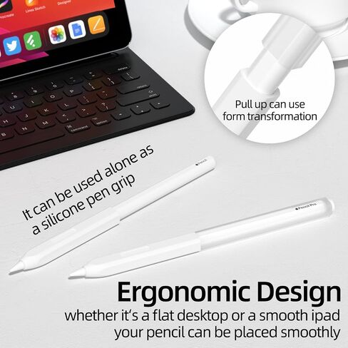 AZF Apple Pencil Pro Case Split Translucent Design Apple Pencil 2 /Pro Cover,Silicone Apple Pencil 2nd Generation CasePerfect Grip，Supports Wireless Charging and Double-tap (White) in Saudi Arabia