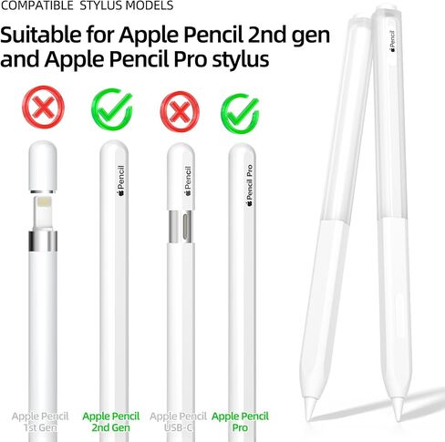 AZF Apple Pencil Pro Case Split Translucent Design Apple Pencil 2 /Pro Cover,Silicone Apple Pencil 2nd Generation CasePerfect Grip，Supports Wireless Charging and Double-tap (White) in Saudi Arabia