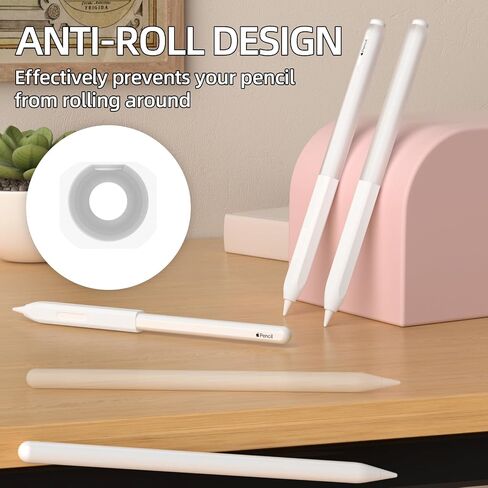 AZF Apple Pencil Pro Case Split Translucent Design Apple Pencil 2 /Pro Cover,Silicone Apple Pencil 2nd Generation CasePerfect Grip，Supports Wireless Charging and Double-tap (White) in Saudi Arabia